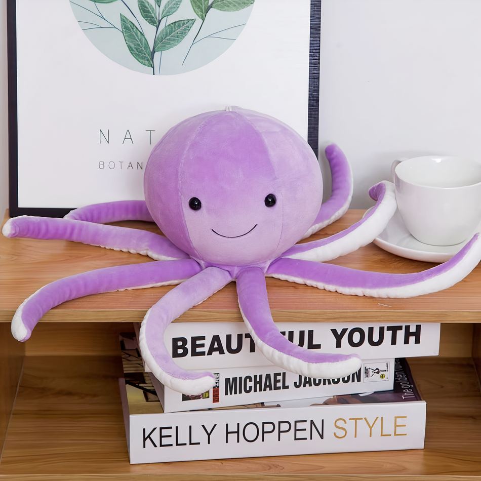 Peluche poulpe violet doux - Jouet enfant de décoration e