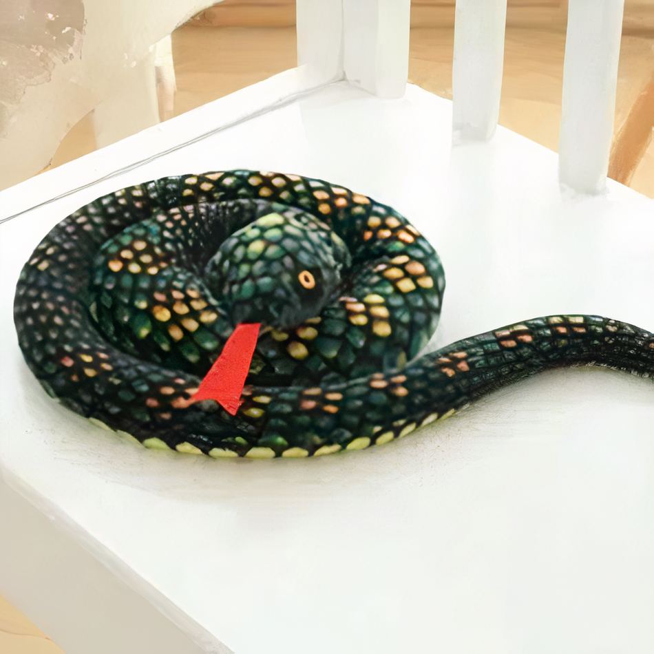 Peluche Serpent Python Vert Jungle Réaliste