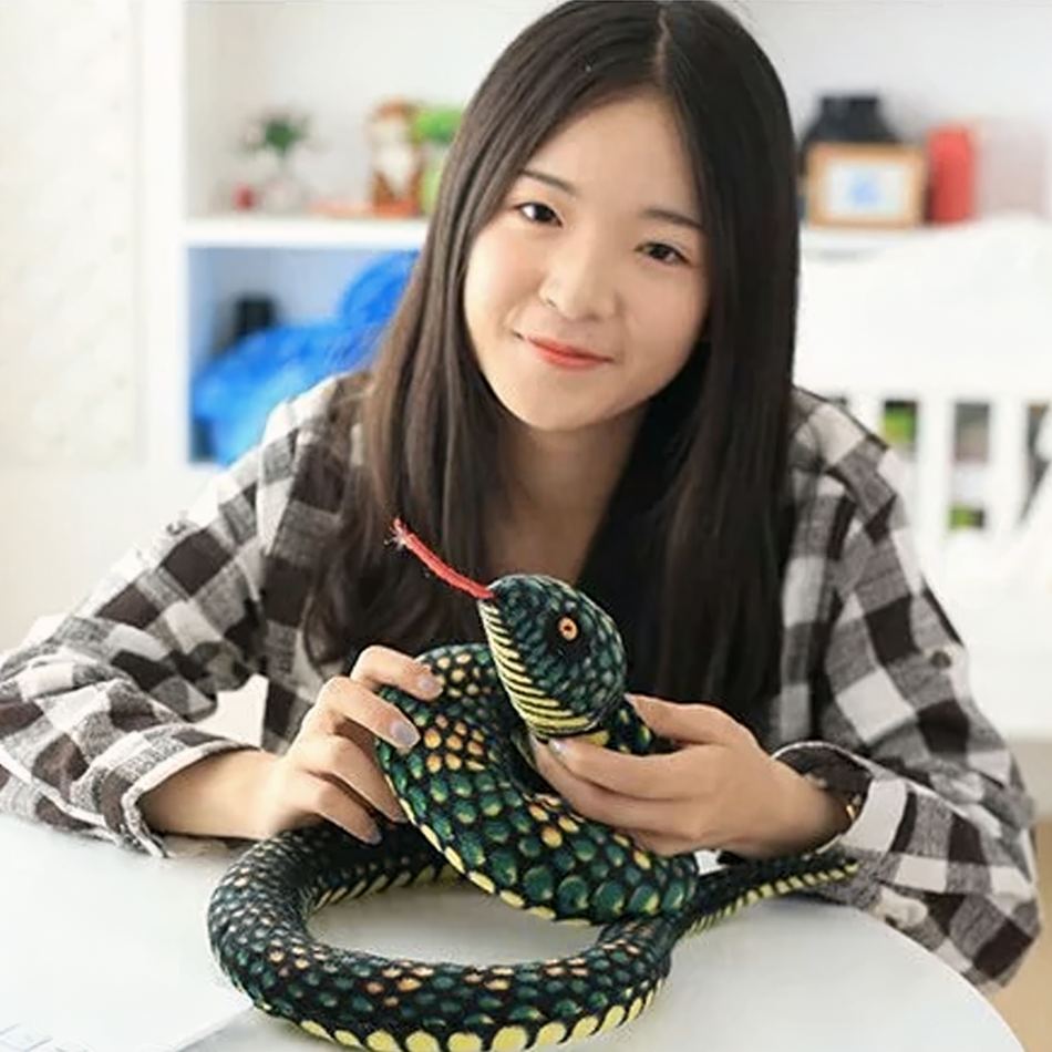 Peluche Serpent Python Vert Jungle Réaliste