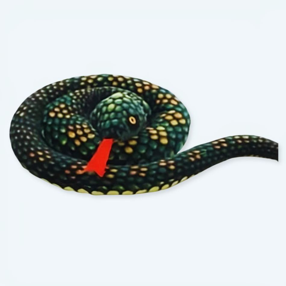 Peluche Serpent Python Vert Jungle Réaliste