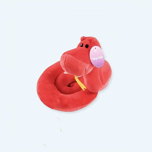 Peluche serpent rouge tout doux et sonore - idéale pour câliner !