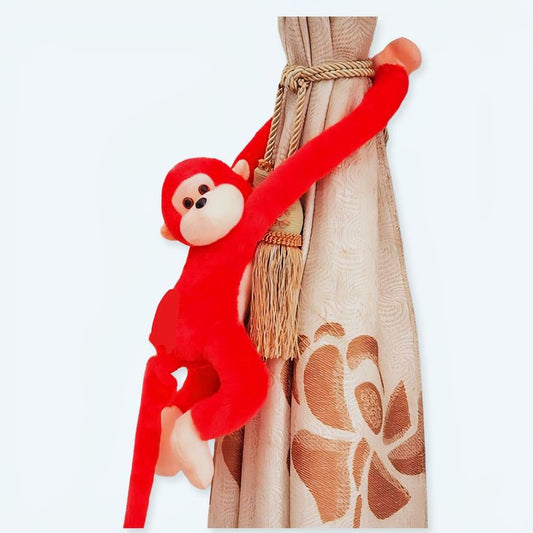 Peluche singe Kawaii avec longue queue rouge - 