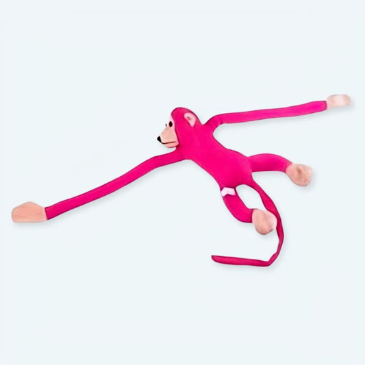 Peluche singe kawaii fushia à la longue queue douce pour enfant