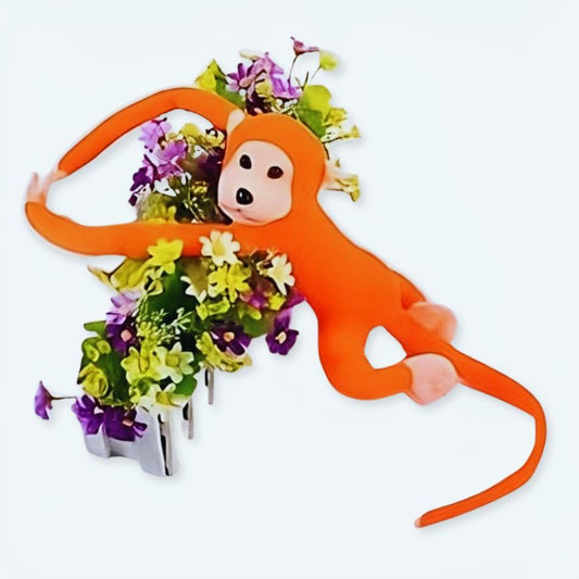 Peluche singe kawaii orange câlin queue longue douce - 