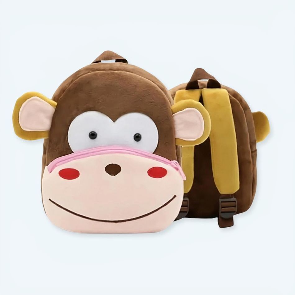 Sac à dos peluche singe pour enfant, doux et ludique