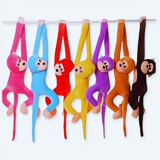 Peluche singe kawaii violet à longue queue pour enfant