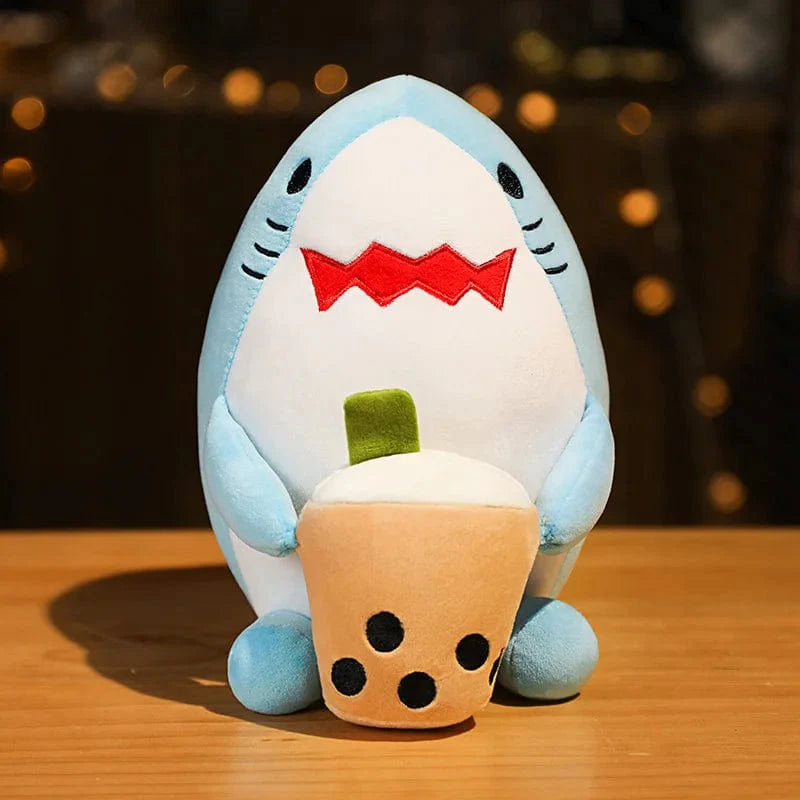 Peluche Squishmallow Requin sirotant un Bubble Tea