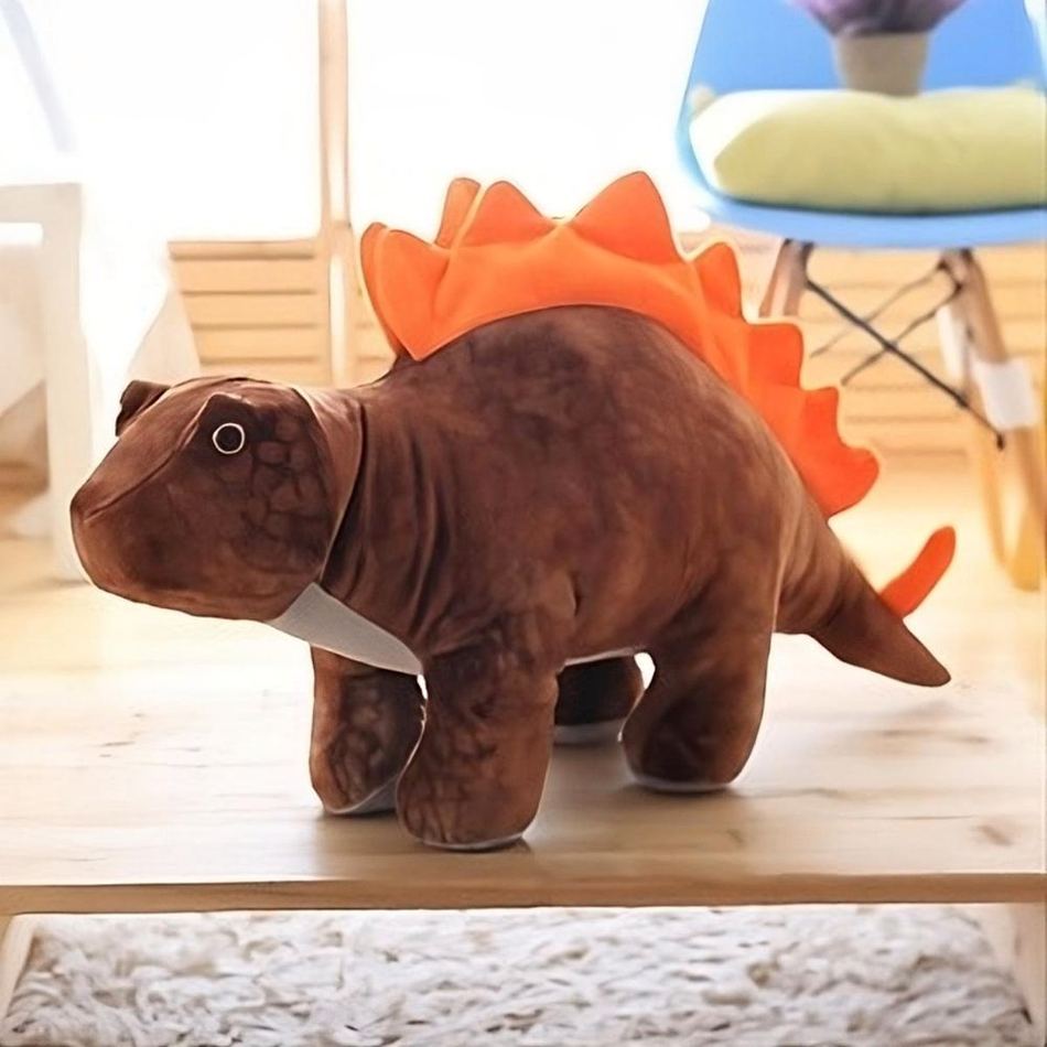 Peluche dino Stégosaure marron tout doux pour enfant