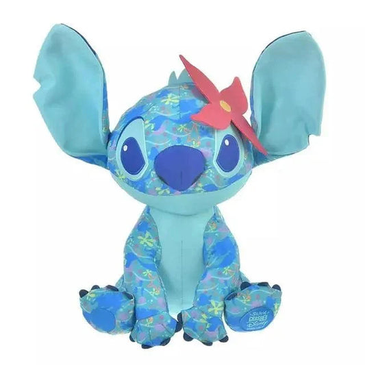 Peluche Stitch bleu clair - Fleur rose