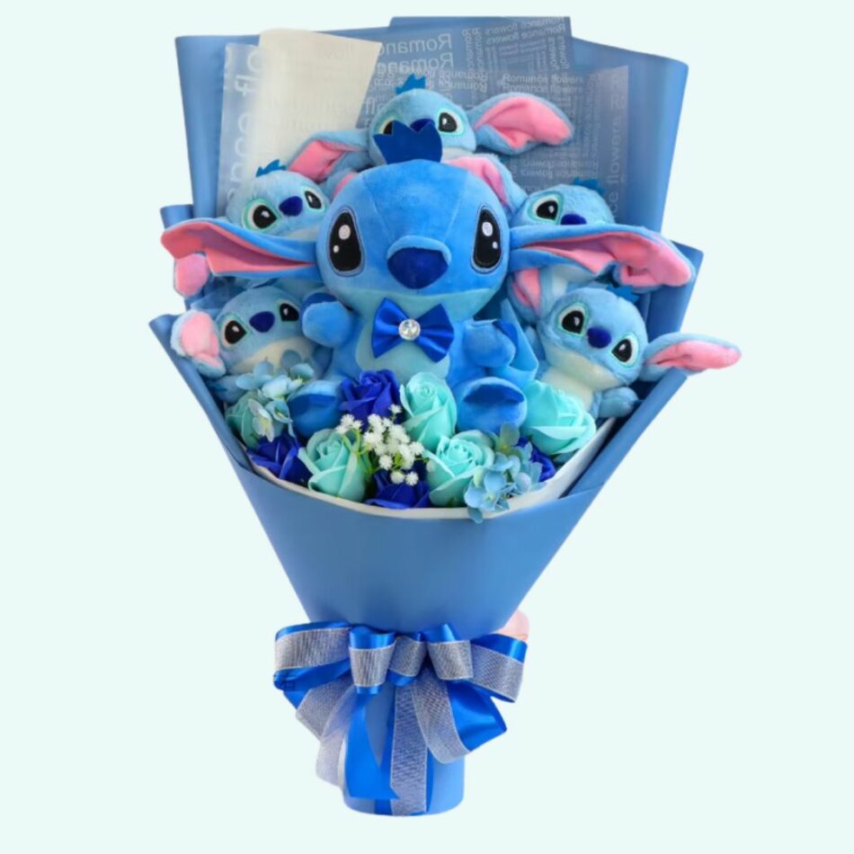 Peluche Stitch Bouquet Floral - Cadeau Original et Doux