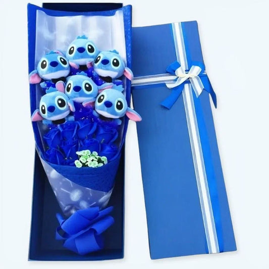 Peluche Stitch Gentleman et la Fleur Romantique: Un Cadeau Doux