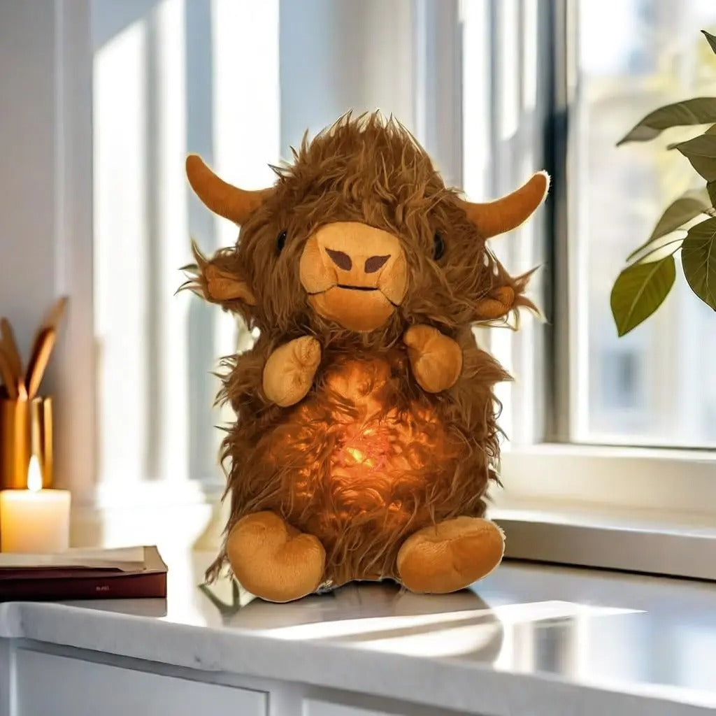 Peluche Taureau Doux Musical Apaisant pour Enfant la Nuit