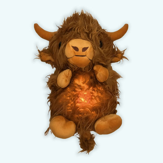 Peluche Taureau Doux Musical Apaisant pour Enfant la Nuit