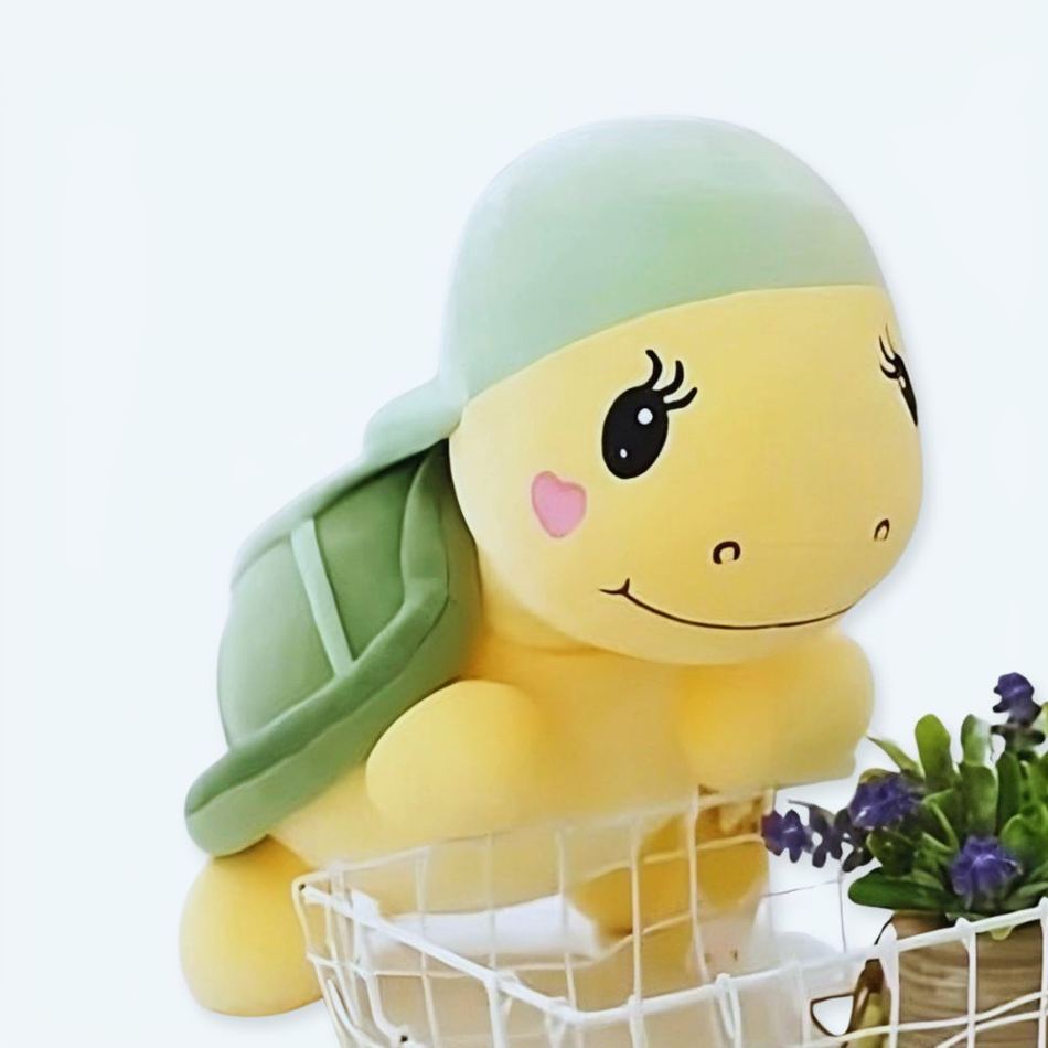 Peluche Tortue Verte Douce avec Casquette - Mignon pour Enfant