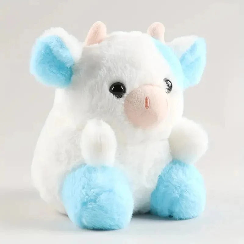 Peluche Vache Bleue et Blanche Mignonne et Douce.