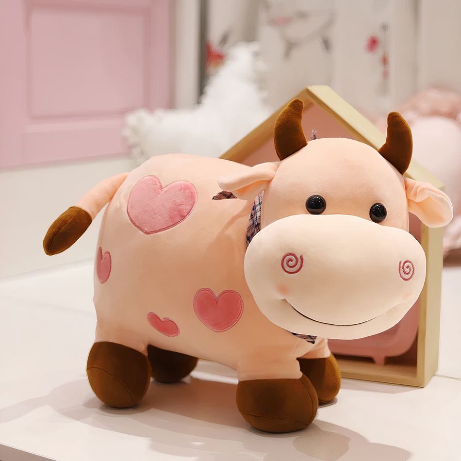 Peluche Vache Coeur Doux - Motif Amour Câlin pour Enfant