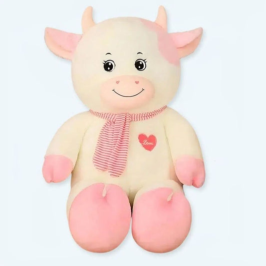 Peluche vache géante ultra douce - Blanc Rosé Câlin Enfant
