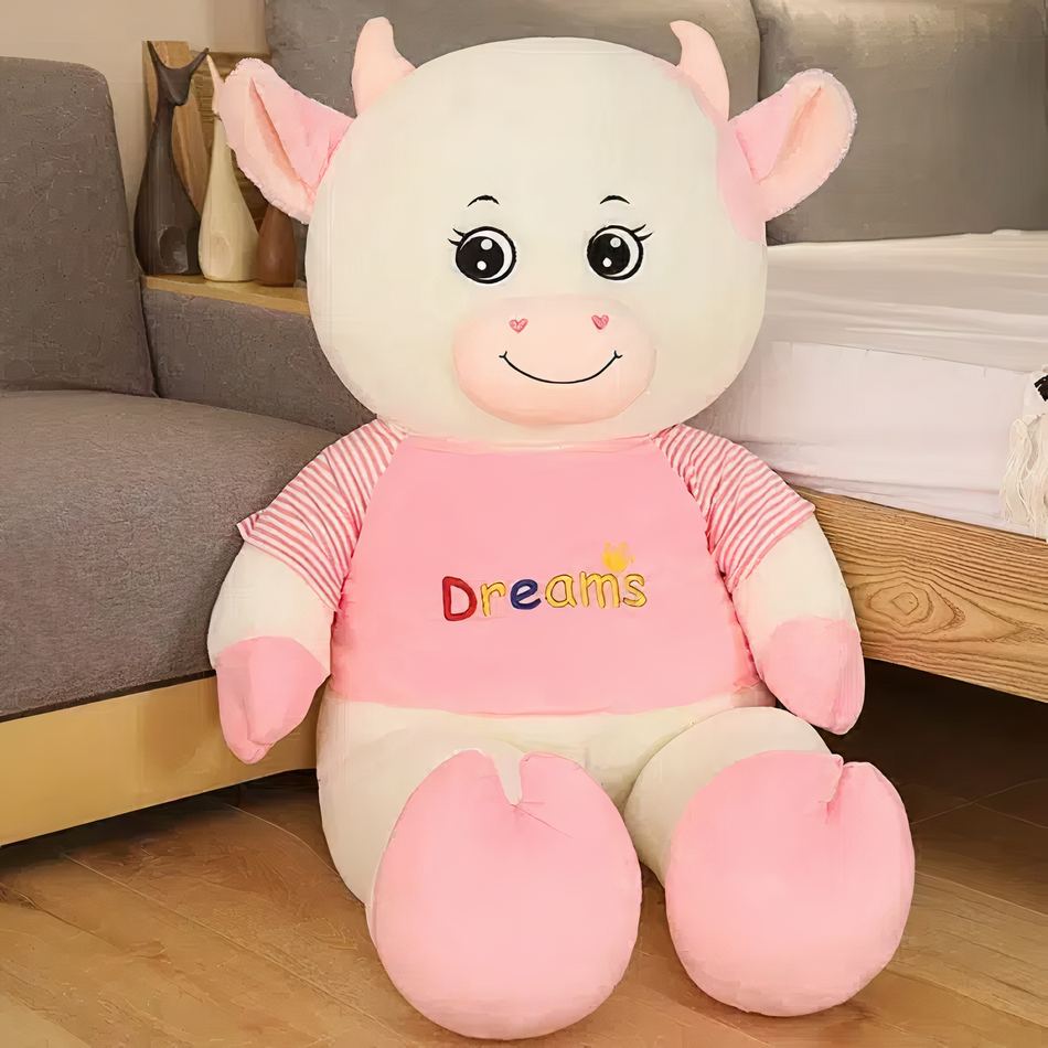 Peluche vache géante rose douce pour décoration de chambre d'enfant