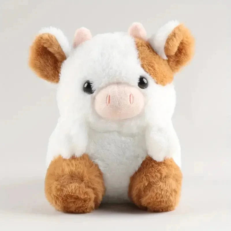 Peluche adorable vache marron et blanche