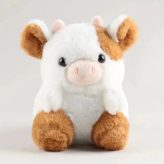 Peluche adorable vache marron et blanche