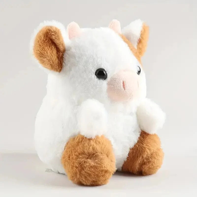 Peluche adorable vache marron et blanche