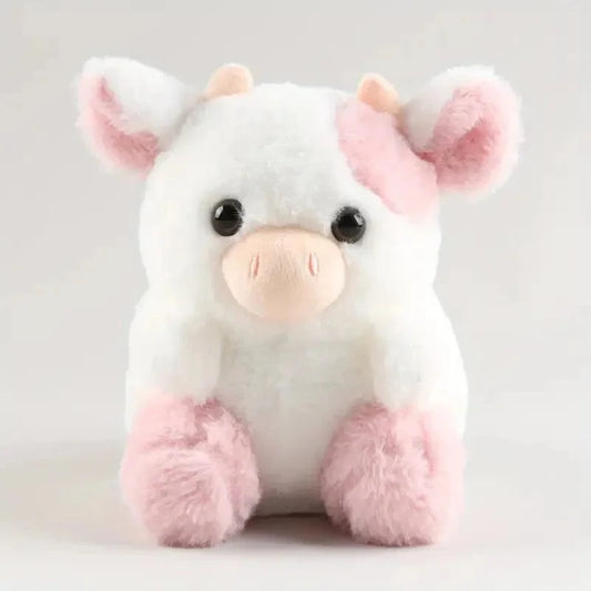 Peluche vache adorable rose et blanche